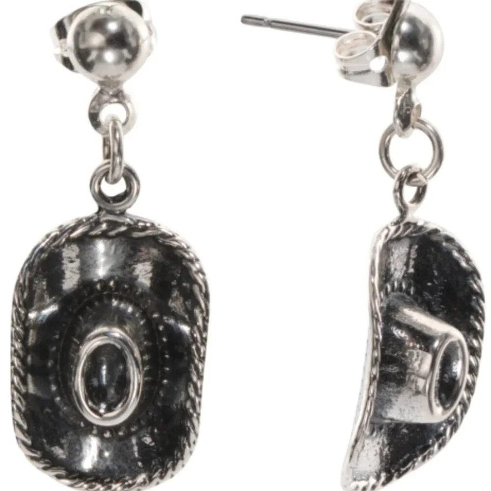 SEED & SAGE Made In Mexico Sterling Silver Cowboy Hat Earrings